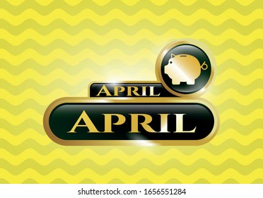  Shiny badge with piggy bank icon and April text inside