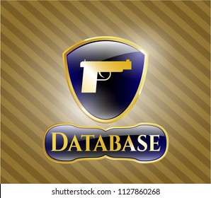  Shiny badge with pistol icon and Database text inside
