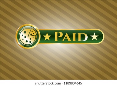  Shiny badge with pizza icon and Paid text inside