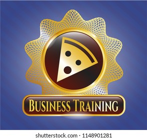  Shiny badge with pizza slice icon and Business Training text inside