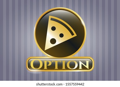  Shiny badge with pizza slice icon and Option text inside