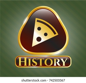  Shiny badge with pizza slice icon and History text inside