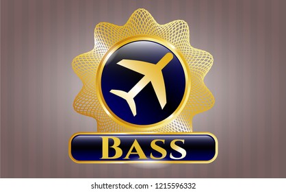  Shiny badge with plane icon and Bass  text inside