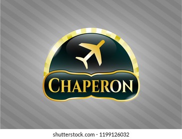  Shiny badge with plane icon and Chaperon text inside