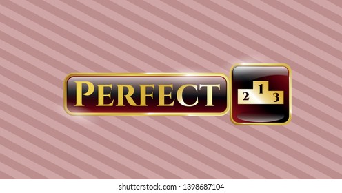 Shiny badge with podium icon and Perfect text inside