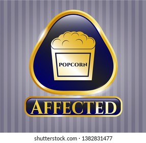  Shiny badge with popcorn icon and Affected text inside