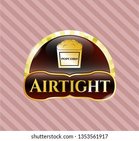  Shiny badge with popcorn icon and Airtight text inside