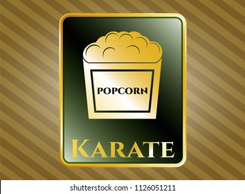  Shiny badge with popcorn icon and Karate text inside