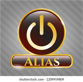  Shiny badge with power icon and Alias text inside