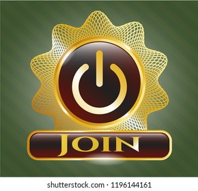  Shiny badge with power icon and Join text inside