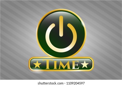  Shiny badge with power icon and Time text inside