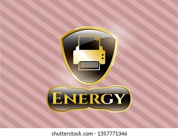  Shiny badge with printer icon and Energy text inside