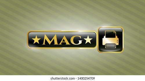  Shiny badge with printer icon and Mag text inside