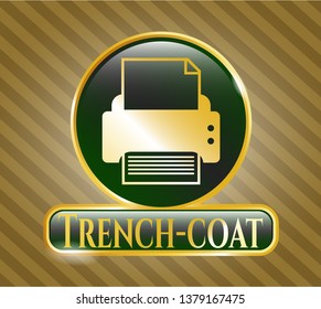  Shiny badge with printer icon and Trench-coat text inside