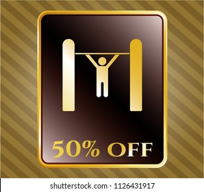  Shiny badge with pull up icon and 50% Off text inside