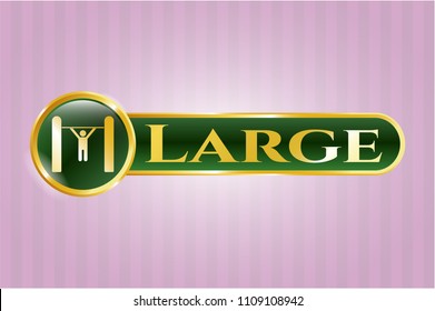  Shiny badge with pull up icon and Large text inside