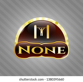  Shiny badge with pull up icon and None text inside
