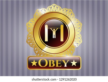  Shiny badge with pull up icon and Obey text inside