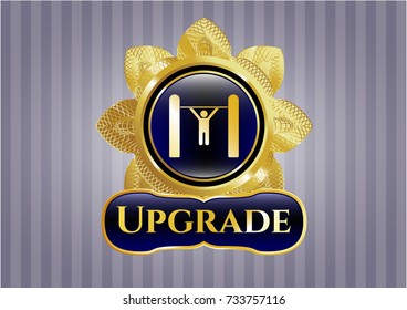  Shiny badge with pull up icon and Upgrade text inside