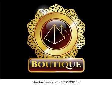  Shiny badge with pyramids icon and Boutique text inside