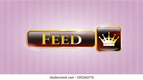  Shiny badge with queen crown icon and Feed text inside