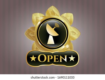  Señal brillante con icono de radar y texto abierto dentro