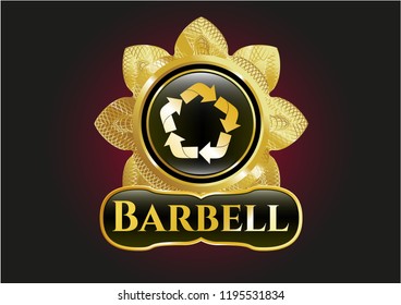  Shiny badge with recycle icon and Barbell text inside
