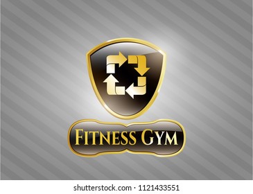  Shiny badge with recycle icon and Fitness Gym text inside