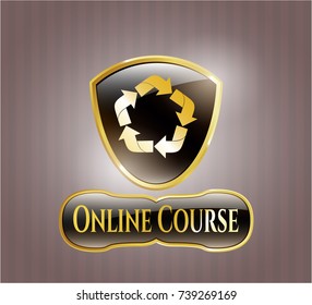  Shiny badge with recycle icon and Online Course text inside