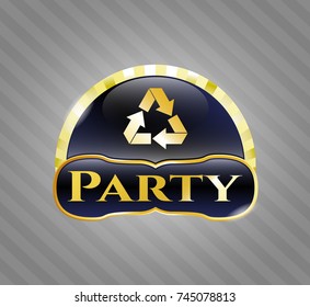  Shiny badge with recycle icon and Party text inside