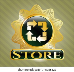  Shiny badge with recycle icon and Store text inside