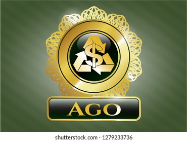  Shiny badge with recycling business icon and Ago text inside