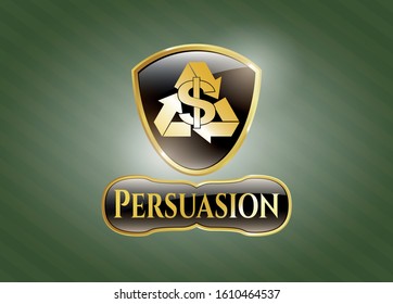  Shiny badge with recycling business icon and Persuasion text inside