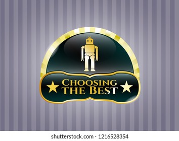  Shiny badge with robot icon and Choosing the Best text inside