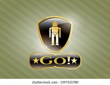  Shiny badge with robot icon and Go! text inside