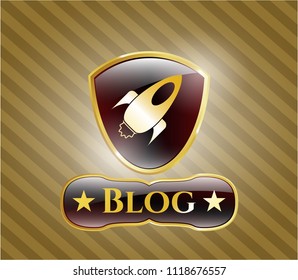  Shiny badge with rocket icon and Blog text inside