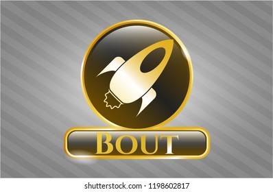  Shiny badge with rocket icon and Bout text inside