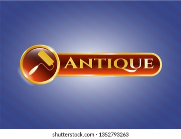  Shiny badge with roller brush icon and Antique text inside