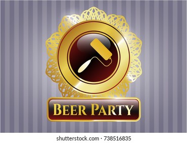  Shiny badge with roller brush icon and Beer Party text inside