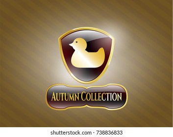  Shiny badge with rubber duck icon and Autumn Collection text inside