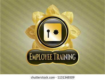  Shiny badge with safe, safety deposit box icon and Employee Training text inside