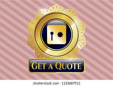  Shiny badge with safe, safety deposit box icon and Get a Quote text inside