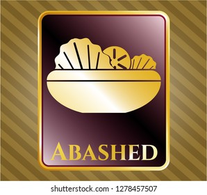  Shiny badge with salad icon and Abashed text inside