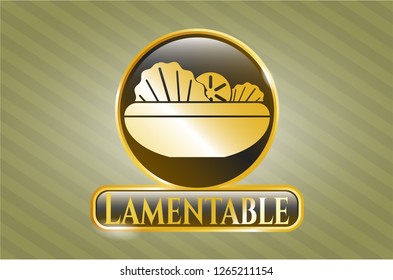  Shiny badge with salad icon and Lamentable text inside