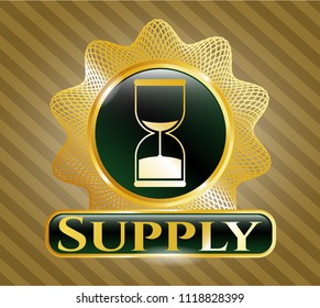  Shiny badge with sand clock icon and Supply text inside