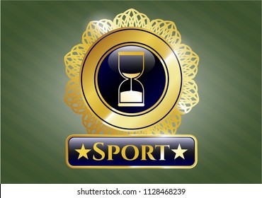  Shiny badge with sand clock icon and Sport text inside