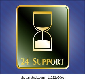  Shiny badge with sand clock icon and 24 Support text inside