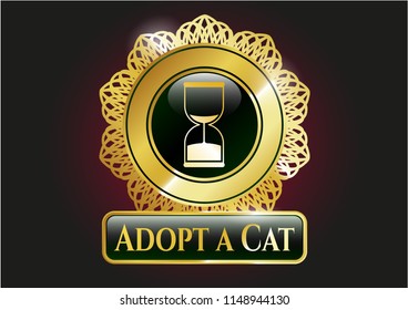  Shiny badge with sand clock icon and Adopt a Cat text inside
