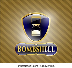  Shiny badge with sand clock icon and Bombshell text inside