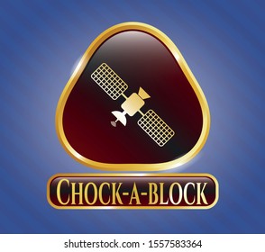  Shiny badge with satelite icon and Chock-a-block text inside